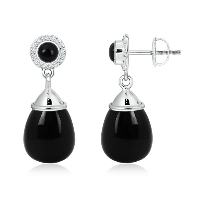 YouBella Black Gold-Plated Stone-Studded Drop Earrings